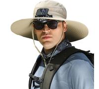 Solar Fan Hat,with 1 Solar Powered Fans,Outdoor Summer UV Hiking Camping Fishing Hat,Solar & USB Charging (Khaki)