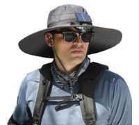 Solar Fan Hat,with 1 Solar Powered Fans,Outdoor Summer UV Hiking Camping Fishing Hat,Solar & USB Charging (Dark Gray)