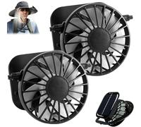 Solar Fanss Replacement, Portable Solar Fan for Outdoor Use, Clip-on Cap Mini Fan, Lightweight Rechargeable Cooling for Camping, Fishing & Hats (2pcs)