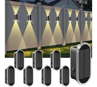 Solar Fence light Outdoor - 3000/4000/6000K 3 Modes IP65 Waterproof Wall Light, Up & Down, Outdoor for Backyard/Garden/Patio/Garage and Wall Decor (8 Pack)