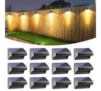Bridika 12 Pack Solar Fence Lights, Outdoor Waterproof Warm White & RGB Color Glow LED Fence Lights for Backyard, Patio, Deck, Stair Handrail, Pool & Wall