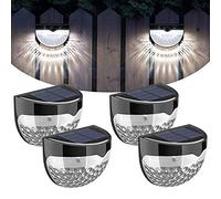 Solar Fence Lights, Garden Outdoor Decorative LED Wall Lights, Waterproof Solar Powered for Wall, Patio, Yard, Garage, Stairway, Gate (4 Pack)