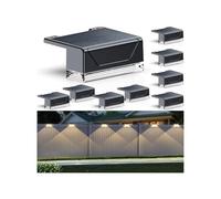 Solar Fence Lights Outdoor - 3000/4000/6000K 3 Mode, IP65 Waterproof Fence Lights Solar Powered, Dusk to Dawn Solar Light for Outside, Backyard/Step/Patio/Deck/Stair Railings and Wall (8 pack)