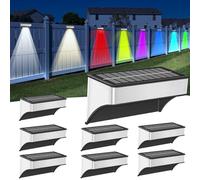 Solar Fence Lights Outdoor 8 Pack, LED Step Lights with 9 Lighting Modes, Aluminum Alloy & IP65 Waterproof, Dusk to Dawn, Solar Powered Wall Lights for Outside, Deck, Steps, Patio, Backyard Decor