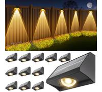 Solar Fence Lights Outdoor Waterproof High Brightness LED Spot Lens Deck Lights 7 Mode Warm & Cool White RGB Solar Powered Wall Lighting Decor for Outside Patio Step Backyard Railing Pool - 12 Pack