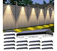 Solar Fence Lights ,RGB & Warm White & 6 Colors Bright Lens LED Dusk to Dawn Deck Light, Fence Solar Lights Outdoor Waterproof, Solar Outdoor Lights for Backyard/Railing/Wall/Step/Patio/Pool (16Pack)