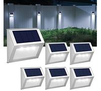 GVOREE 【Cool White】 Solar Fence Lights,Stainless Steel Decorative Lights LED Garden Lights,Waterproof Step Lights Wireless Outdoor Lights for Stair,Wall,Patio,Yard,Path,Fence,6Pack