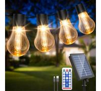 Solar Festoon Lights Outdoor,14M/46FT Edsion Solar String Lights with 25 Shatterproof Bulbs,USB Port & Remote & 8 Modes & 4 Brightness, IP65 Waterproof Garden Lights for Gazebo Patio (Warm White)