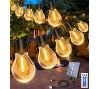 Solar Festoon Lights Outdoor, 15M/50FT Solar String Lights Outdoor Garden, 20 Shatterproof Bulb Light with USB Port & Remote Control IP65 Waterproof Outside Garden Lights for Party,Backyard,Patio