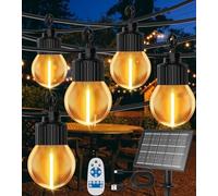 Solar Festoon Lights Outdoor, 15M/50FT Solar String Lights Outdoor Garden, 20 Shatterproof G45 Bulb Light with USB Port & Remote Control IP65 Waterproof Outside Garden Lights for Party,Backyard,Patio