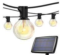Solar Festoon String Light Outdoor, 25 ft G40 Garden Lighting USB Rechargeable Waterproof Hanging for Patio Yard Porch Cafe (25+2 Bulbs)