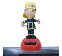 Solar Figures - Dancing Firefighter Toy, Swinging Animated Movement, Energy Efficient Design, Automatic Shaking Head Action, Novelty Desktop Ornament, Small Compact Size Red Yellow For Car Windowsill