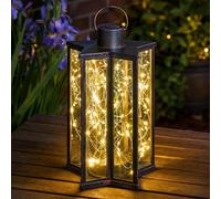 Solar Firefly LED Bronze Star Warm White Outdoor Garden Hanging Table Lantern