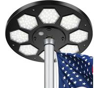 Solar Flag Pole Light,160 LED Ultra Bright, 3000 Lm Brightness, 18H Runtime | 4000mAh Battery, 2 Lighting Modes, Dusk to Dawn, Fit 15-30 Ft Poles, Outdoor IP65 Waterproof, 100% Coverage, Black