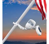 Solar Flag Pole Light, 4 Super-Bright Led & 360°Adjustable Flagpole Light Outdoor Dusk to Dawn, IP65 Waterproof Batteries Replaceable Fits 1”-1.5” in Diameter Wall-Mounted Spinning Flagpoles（White