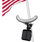 Solar Flag Pole Light, Flagpole Light Solar Powered - 3000K Warm, Super Bright PC Crystal LED Spotlights, Upgraded 2200mAh 145Lm, Adjustable Bracket & Metal Clamp Fits 1-1.5" Flagpole, 8-12 Hrs, Black