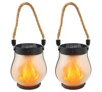 Solar Flame Lights, Flickering Led, Solar-Powered Garden Lantern, Rechargeable Hanging Rope Lamp for Pathway Yard Patio Porch Garden Decor,Long-Lasting Performance Year-Round (2PCS)