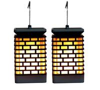 Solar Flame Lights Hanging Lantern Lights 99 LED Waterproof Solar Path Light Dancing Flicking Flames Effect Garden Light for Lantern Patio Umbrella Lamp Tree Pool Pavilion Yard Porch Lawn (2PACK)