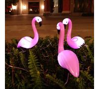 Solar Flamingo 3Pcs Set Garden Ornament Led Statue Light Up Animal Outdoor Decor