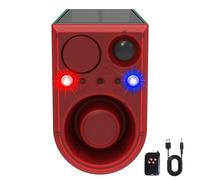 Solar Flash Light Motion Sensor Alarm: Dog Barking and Shooting Sounds, 13 Types of Warning Sound Loop Playback, 130dB Noise Maker, Support Recording, Waterproof for Home, Farm (1 Pack)