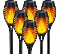 Solar Flickering Flame Torch Lights - Waterproof Outdoor Garden & Patio Pathway Decor Led Torches For Yard