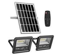 Solar Flood Light Outdoor 1000LM Dual 6000K Bright White Floodlights Ip65 Waterproof Solar Power Light Auto On/Off Dusk to Dawn with Remote Control for Yard, Garden, Shed, Barn.