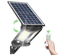 Solar Flood Lights Outdoor, Solar Dusk to Dawn Light Waterproof Motion Sensor Aluminum Lighting 3 Modes with Remote 12500 mAh Bright White for Street, Wall, Pole, Garage
