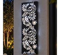 Solar Floral Wall Art - 70cm Solar Wall Lights Outdoor - Metal Wall Panels | Garden Lights Outdoor Wall Art & Solar Panel Light With Cool White Led For Wall Decorations & Garden Lights For Fences Solar