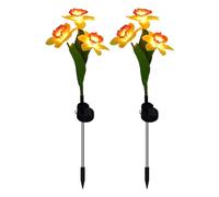 Solar Flower Lights, 2 IP 65 Waterproof 3 Heads LED Daffodils Flowers Lamp, LED Outdoor Flowers Decorative Ornaments, Solar Daffodil Lamp for Decoration of Pathway, Walkway, Garden, Patio