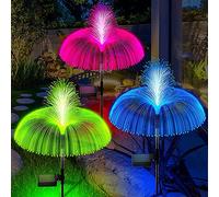 Solar Flower Lights Outdoor Decorative Jellyfish and Reed 2 Layer Waterproof Yard Light Decorations Color Changing, Garden Lights Stake Decor for Pathway Patio Lawn Party Wedding Holiday, 3 PCS