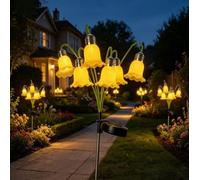 Solar Flower Lights Outdoor Garden Decorations, Bell Flower Solar Stake Lights, Solar Tulip Garden Lights, Garden Flower Lights, Outdoor Garden Lights, Waterproof Flower Lights For Lawn Patio，Yellow