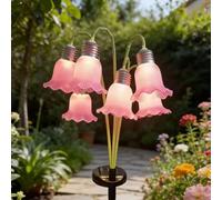 Solar Flower Lights Outdoor Garden Decorations, Bell Flower Solar Stake Lights, Solar Tulip Garden Lights, Garden Flower Lights, Outdoor Garden Lights, Waterproof Flower Lights For Lawn Patio，Pink