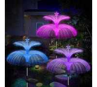Solar Flower Lights - Set of 3 Double Layer Solar Jellyfish Lights 7 Colors Changing Lights | Outdoor Decorative Garden Lawn Yard Track Lawn