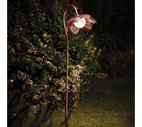 Solar Flower Stake Light LED Damasque Bronze Glass Crackle Ball Ornament 90cm