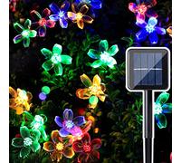 Solar Flower String Lights Outdoor, 50 LED Waterproof Cherry Blossom Fairy Lights, 23 Ft 8 Modes Sakura Flower Garden Lights for Garden Patio Yard Lawn Wedding Christmas Party Decorations, Multi-color