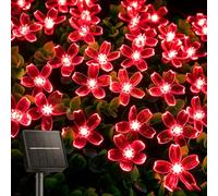 Solar Flower String Lights Outdoor, 8 Modes, Waterproof，Red：16.4ft 20 LEDs | LED Cherry Blossom Light, Fairy Light for Garden Yard Fence Patio Christmas Tree Wedding Party Decor