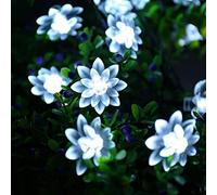 Solar Flower String Lights Outdoor,KINGCOO Waterproof 21FT 50LED Lotus Flower Solar Powered Fairy String Lights 8modes for Gardens Indoor Home Wedding Christmas Party Holiday Decorations (Cool White)