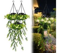 Solar Flower Vine Hanging Lights, 66 LED Waterproof Fairy String Lights, Auto On/Off Outdoor Garden Decor Lamp for Patio Fence Yard，Perfect Holiday Present for Garden Lovers (3pcs)