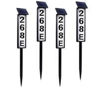 Solar For Address Sign With Stake, 40 Inch Tall Waterproof House Number Light, Dual Panel Led Illuminated Plaque For Yard, 3 Color Temperatures, White Finish For Outdoor Home Identification(1)