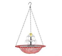 Solar Fountain Bird Bath for Outdoor Use, Hanging Design with Metal Hooks and Chains to Keep Stable and Draw Birds to Your Garden Environment (Pink)