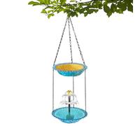 Solar Fountain Bowl - Durable Ceramic Vessel, Integrated Pump Aerator, Decorative Floating Water Carbonator | External Liquid Pool for Backyard Deck Railing, Finch Bluebird S