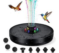 Solar Fountain for Bird Bath, 3W Solar Powered Fountain Pump with 6 Colorful LED Lights, Solar Water Fountain with 8 Nozzles & 4 Anti-Collision Bars for Outdoor Garden Pool Pond Fish Tank