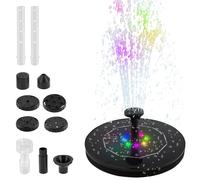 Solar Fountain Pump,2026 Upgraded Solar Powered Water Features with 8 Nozzles, DIY Solar Water Fountain Kit with LED Light,Floating Solar Water Pond Pump for Bird Bath Garden Pond Fish Tank(A)