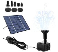 Solar Fountain Pump for Garden, DIY Solar Powered Water Feature with 3 M Cable & 6 Nozzles, Bird Bath & Pond Pump, Easy Installation, for Bird Bath, Outdoor Pond, Patio Garden and Fish Tank