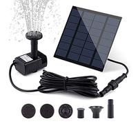 Solar Fountain Pump Kit with Separate Solar Panel, 1.5 W Upgraded Solar Water Pump with 3 M Long Cable & 4 Nozzles for Bird Bath, Outdoor Pond, Patio Garden and Fish Tank (Black)