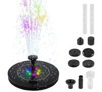 Solar Fountain Pump with LED Light, Solar Water Pump with 8 Nozzles, DIY Solar Water Fountain Kit, Solar Floating Fountain Pump for Bird Bath, Garden, Fish Tank, Patio, Pond