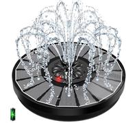 Solar Fountain with LED Indicator, Yzert 2000mAh 3.5W Bird Bath Fountains Work On Cloudy Day, Glass Panel Solar Fountain Pump, 7 Nozzle & 4 Fixer, Solar Powered Water Fountain for Pool, Garden, Pond