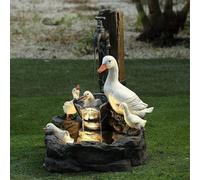 Solar Fountain With Resin Duck Family, Duck Water Fountain Statue, Garden Garden Decoration Water Fountain Outdoor Landscape Backyard Decoration (duck