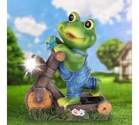 Solar Frog Statues, Frog Garden Ornaments Outdoor, Fairy Garden Ornament Waterproof Led Solar Animal Statue Garden Gifts For Women Men, Gardeners Gnome Gifts(10Inch)
