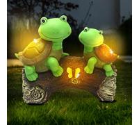 Solar Frog Statues, Solar Powered Resin Frog Turtle Figurines With Light, Animal Decorative Ornaments, Reative Yard Landscaping Statue For Balcony Patio, Gifts Men Women